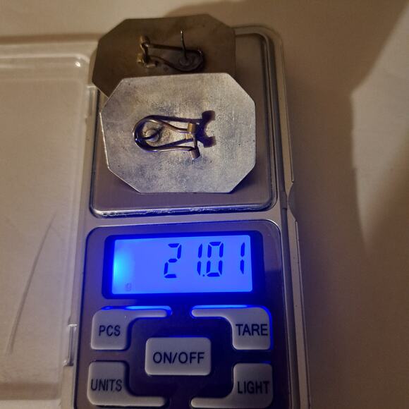 Signed Dizani Silver pierced lever Bach Dark Blue Lapis Earrings - Picture 10 of 13